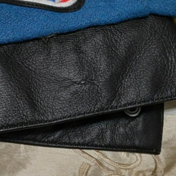 Men's Jeff Hamilton NBA logo patch bomber jacket, size 3X.  Wool and leather. - Picture 9 of 16